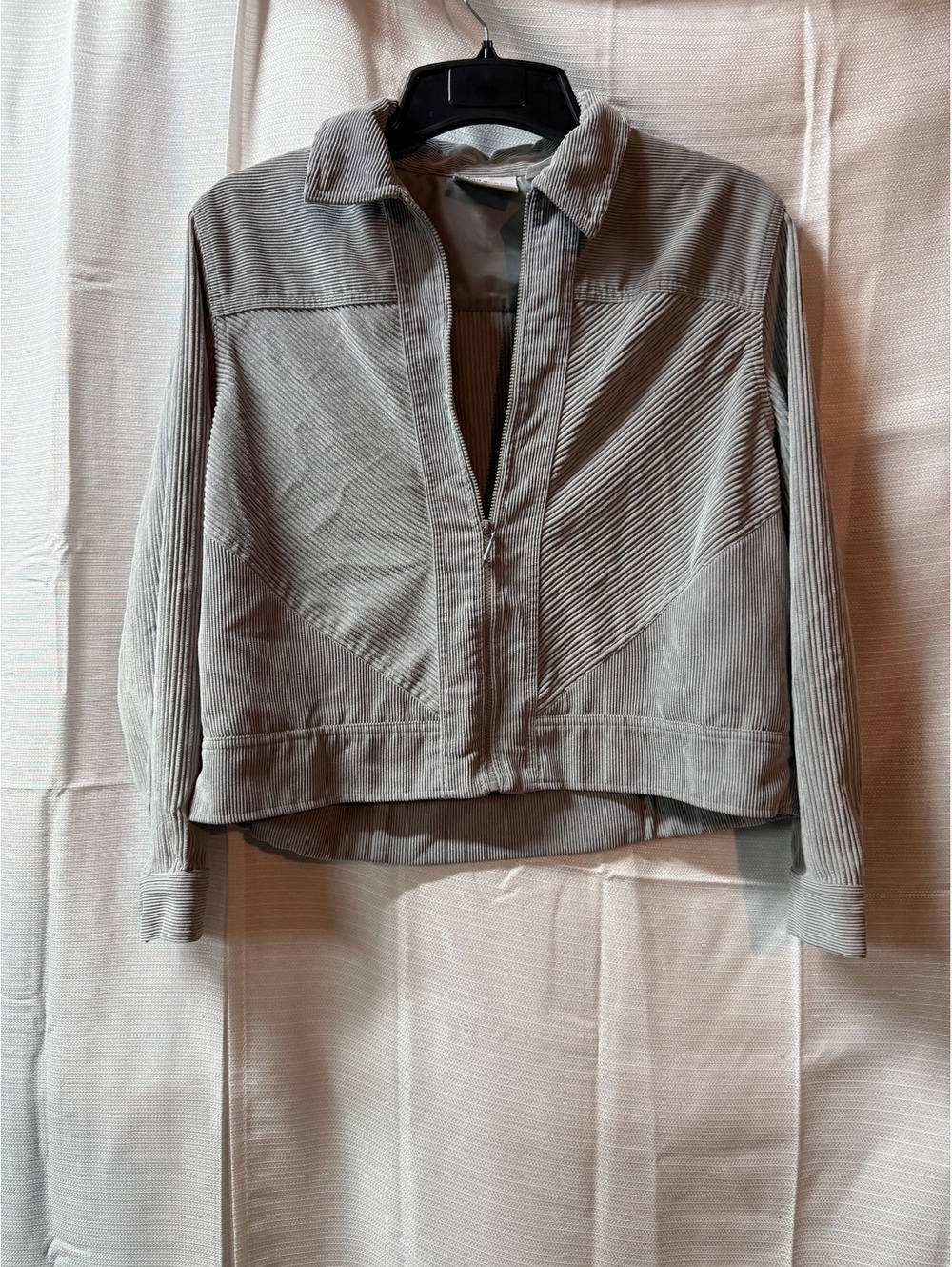 Alfred Dunner Petite 12P Light Gray Corduroy Jacket